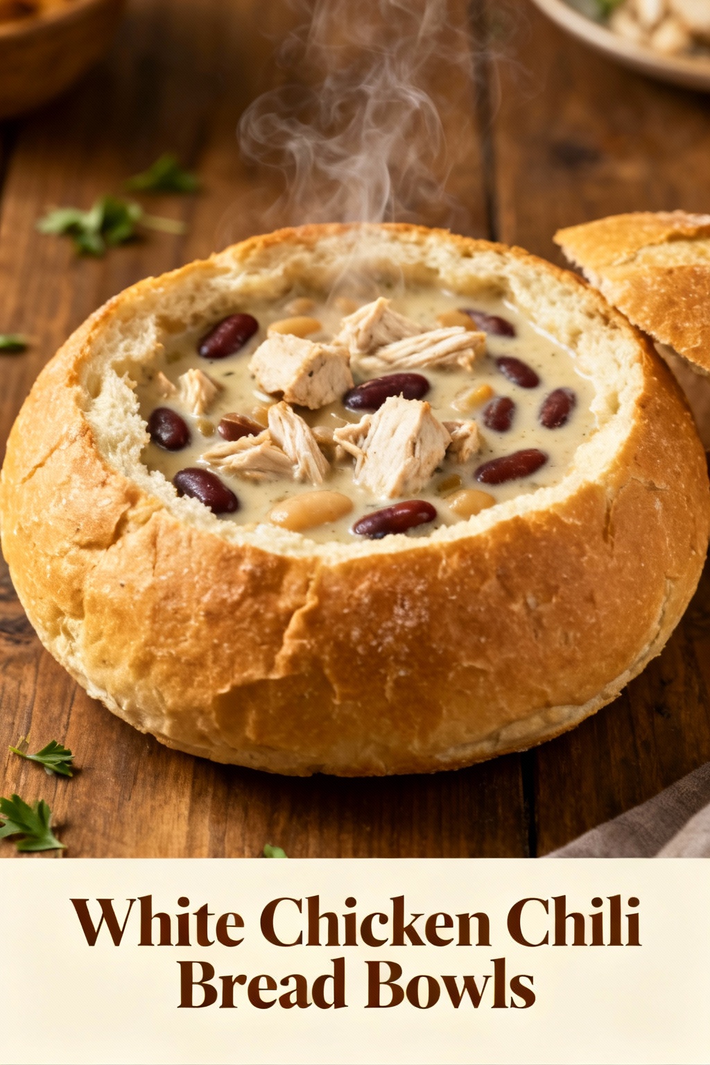 White Chicken Chili Bread Bowls