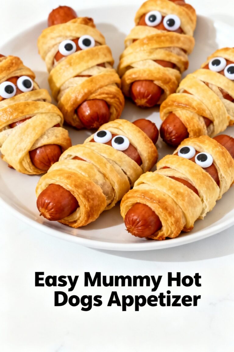 Easy Mummy Hot Dogs Appetizer