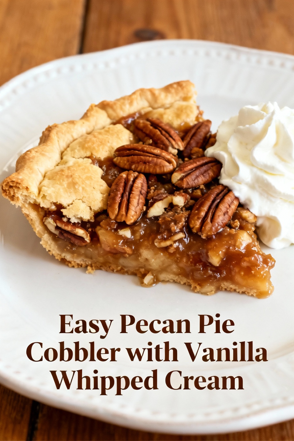 Easy Pecan Pie Cobbler with Vanilla Whipped Cream