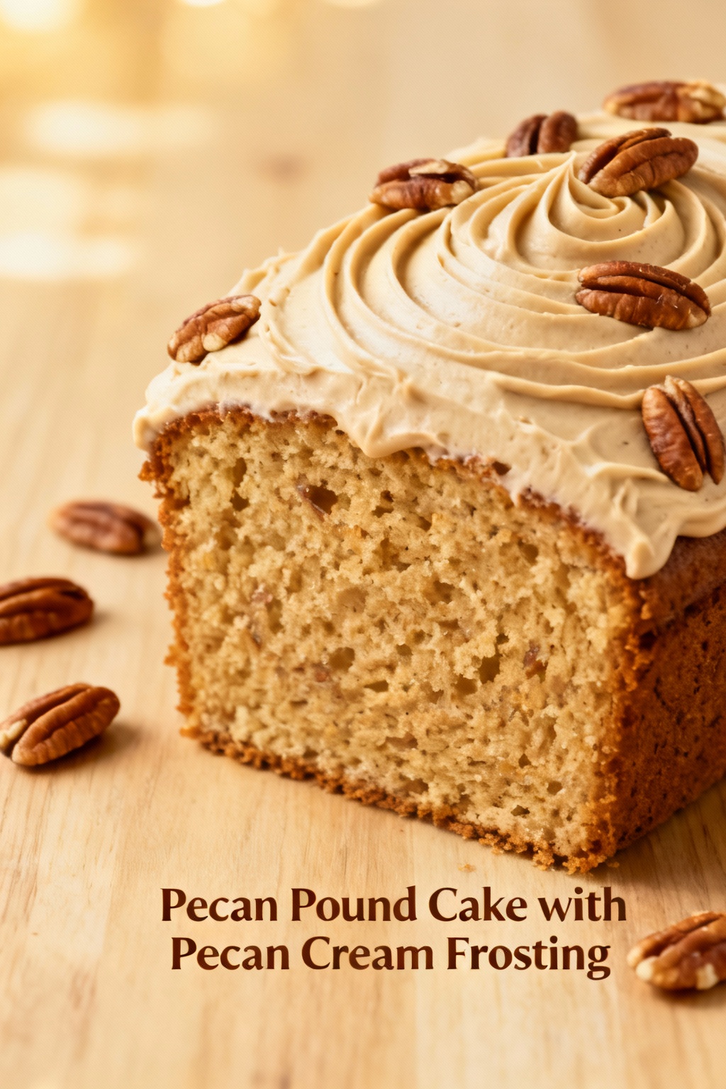 Pecan Pound Cake with Pecan Cream Frosting