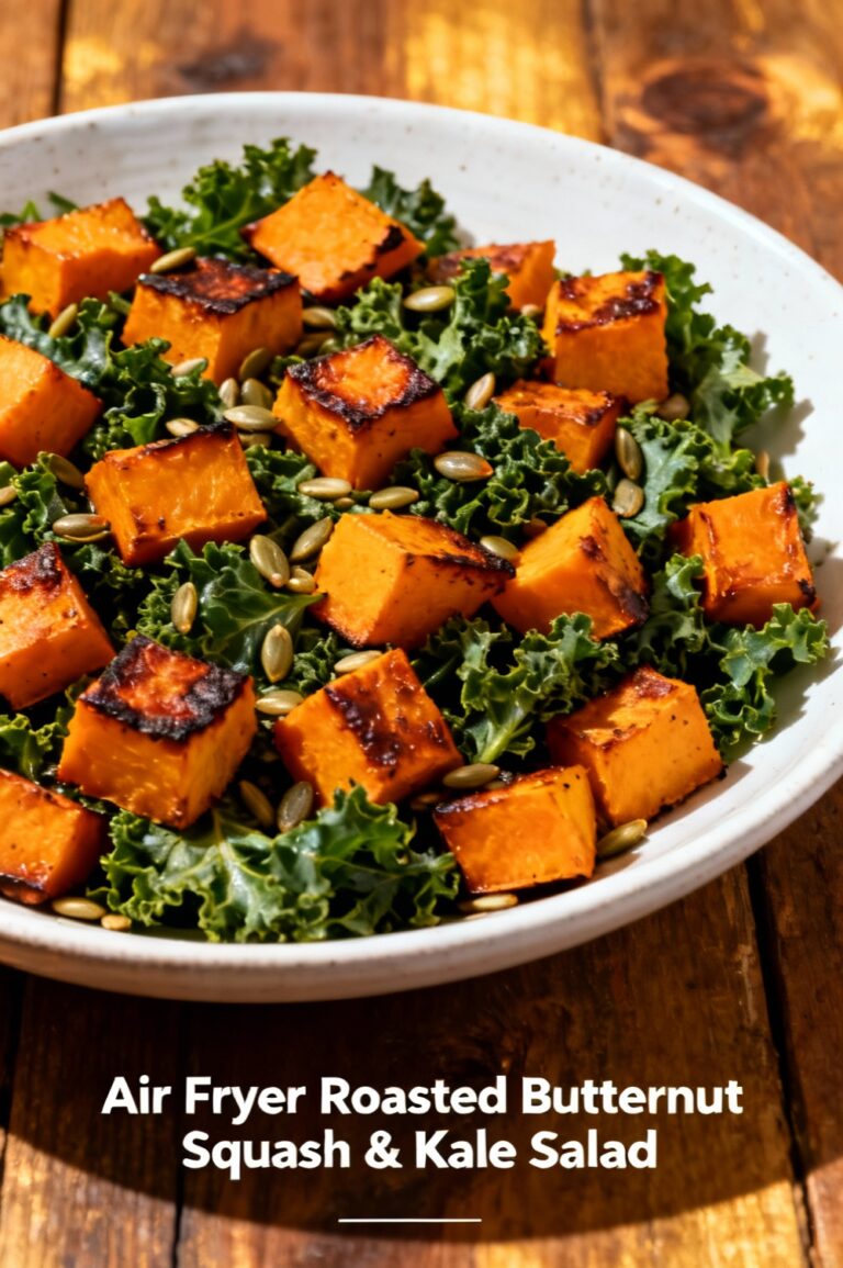 Air Fryer Roasted Butternut Squash & Kale Salad