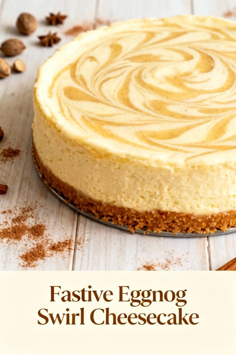 Festive Eggnog Swirl Cheesecake