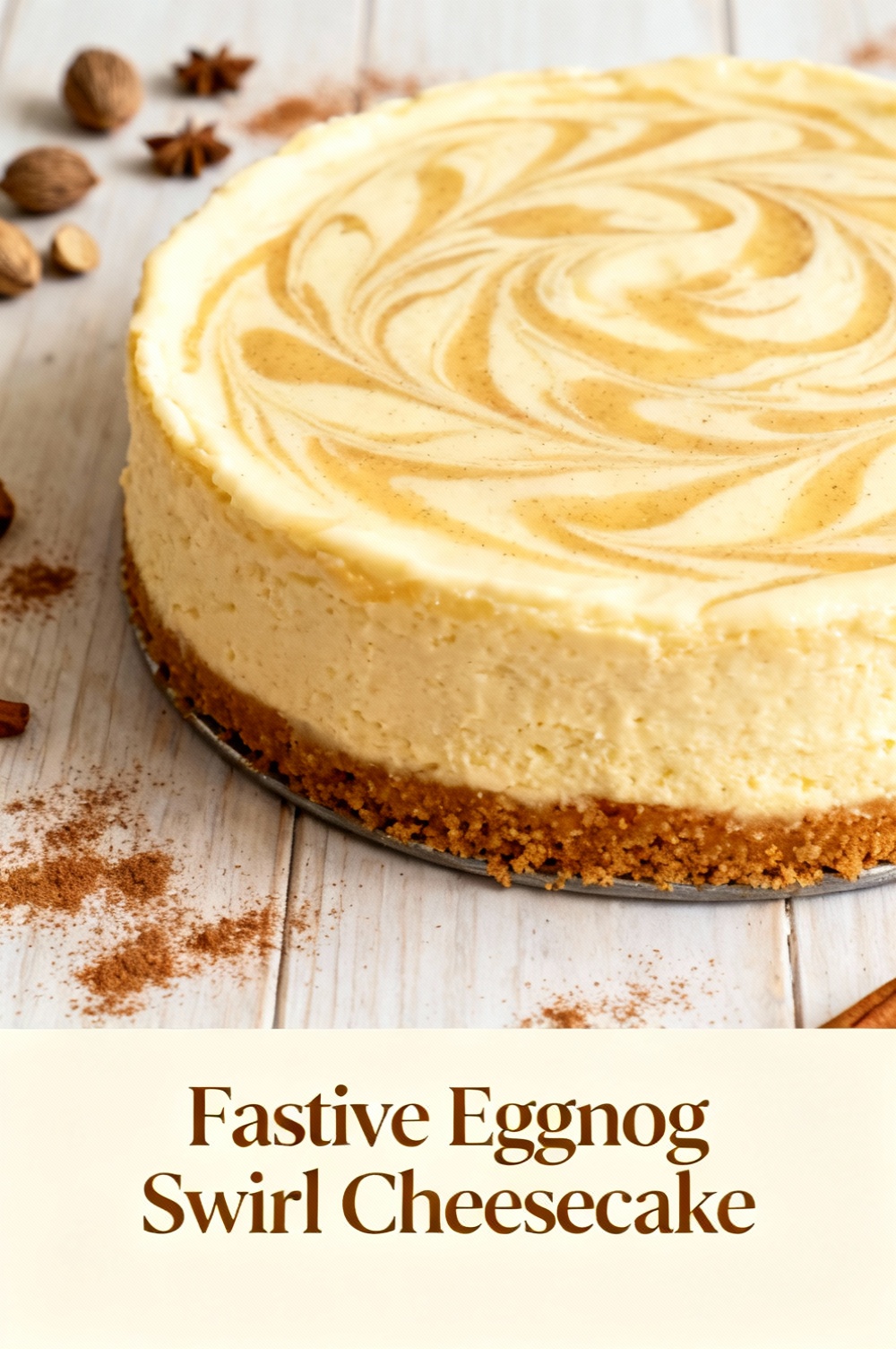 Festive Eggnog Swirl Cheesecake