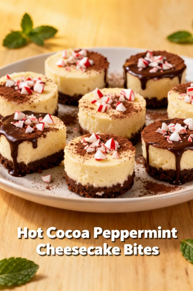 Hot Cocoa Peppermint Cheesecake Bites