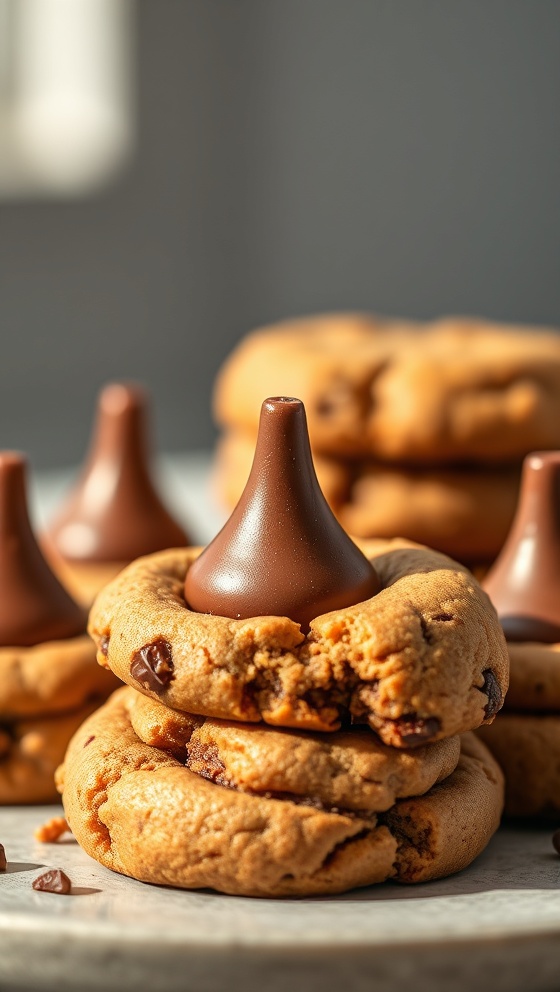 Chocolate Kiss Peanut Butter Cookies