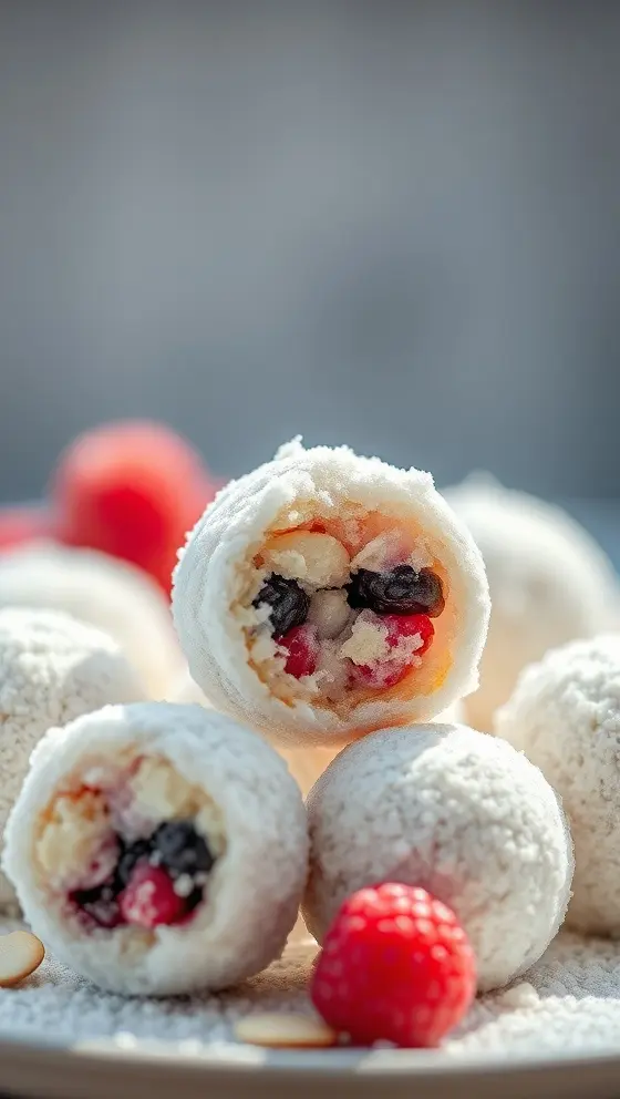 Berry Filled Almond Snowballs