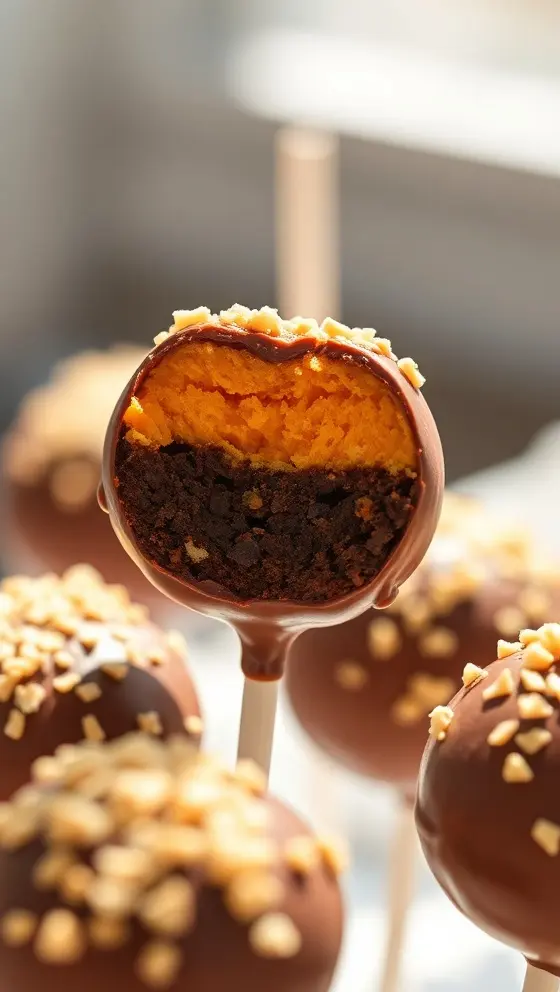 Fall Chocolate PB Pumpkin Pops