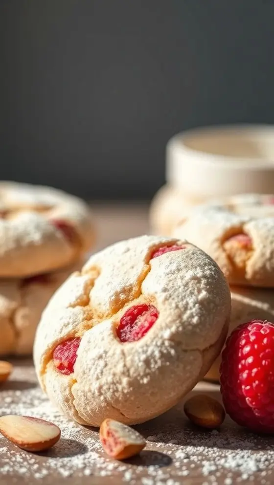 Raspberry Almond Powdered Cookies