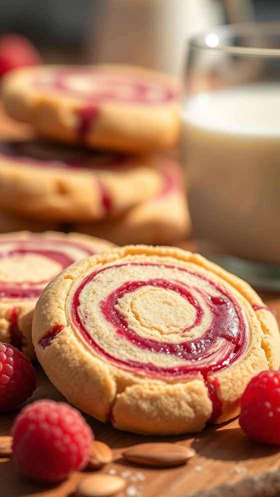 Raspberry Swirl Almond Cookies